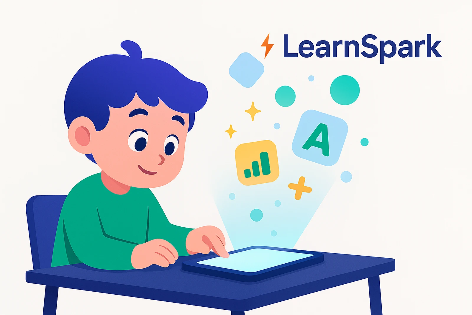 An engaging illustration of a student excelling with LearnSpark
