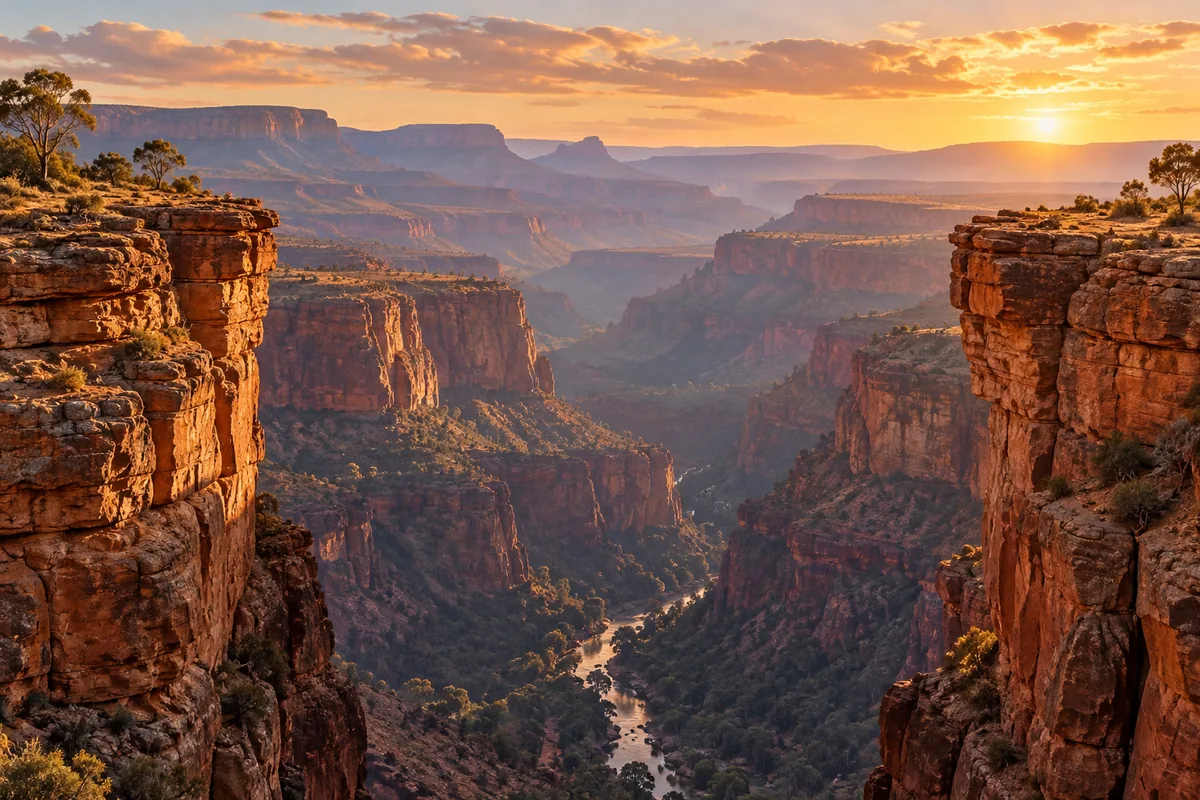 Sunlit sandstone canyon in Girder Gorge